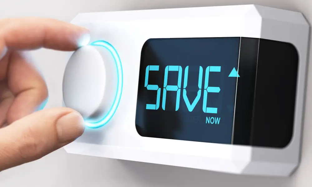 Thermostat saying "save": Frugal Money saving ideas