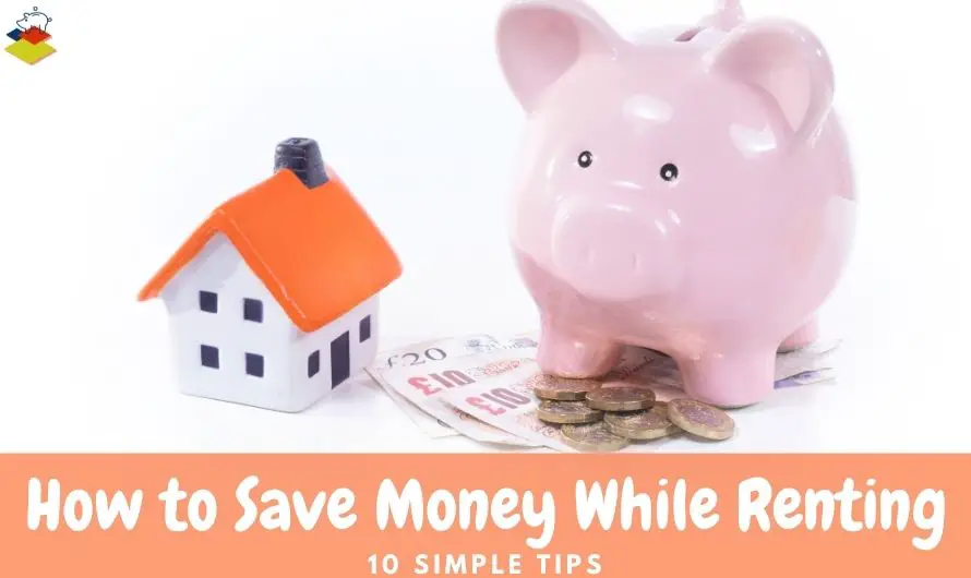 Rent and Save - house with a piggy bank and some money on the side