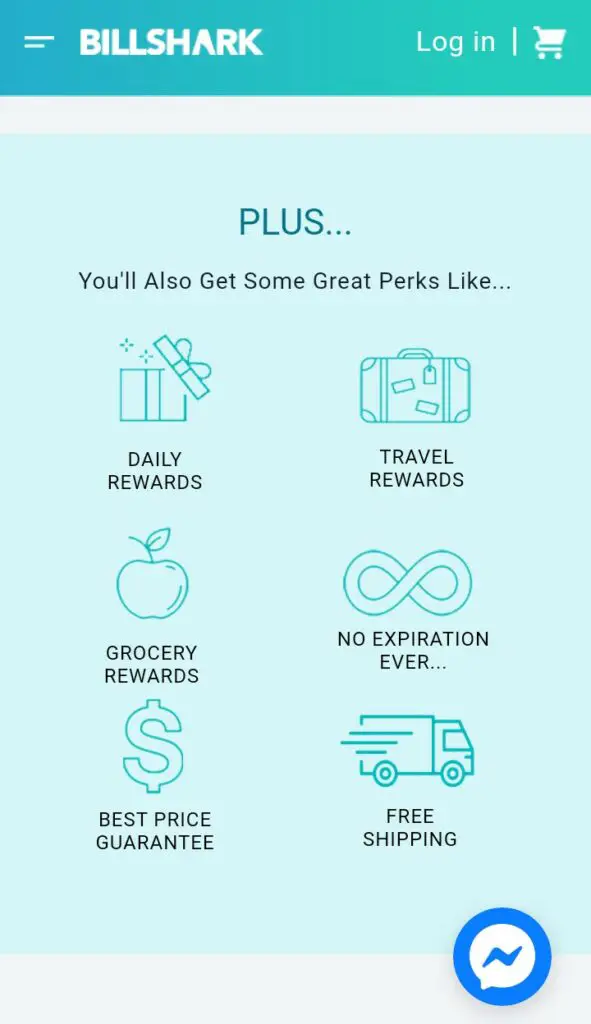Screenshot of perks and rewards features