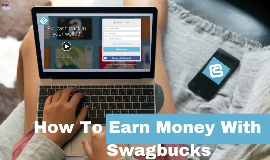 unrecognizable freelancer typing on laptop with Swagbucks on screen