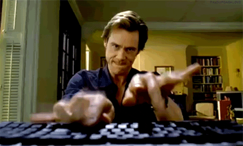 Jim Carrey typing fast gif