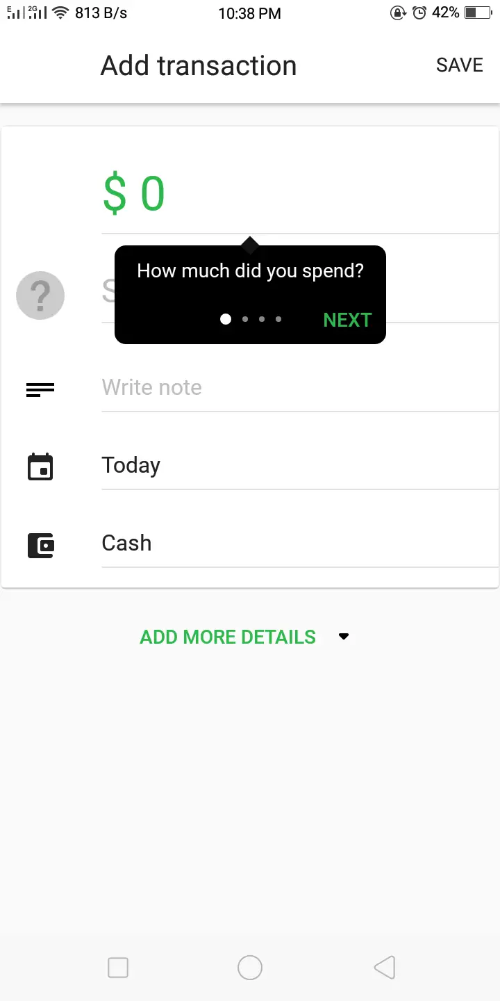 money lover app screenshot of adding transactions