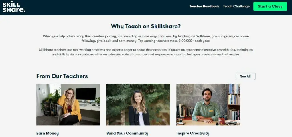 skillshare site screenshot