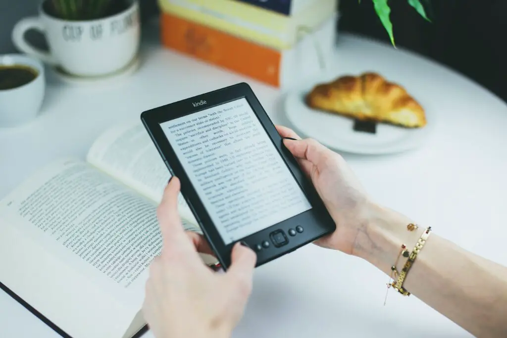 crop photo of kindle ebook reader 