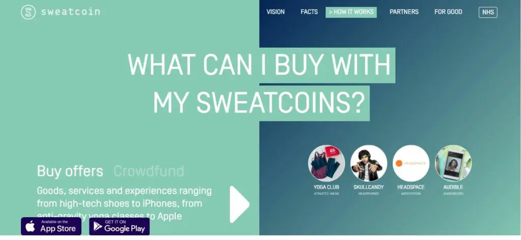 get paid walking app- sweatcoins website page