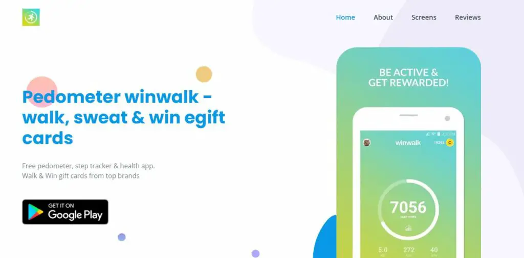 screenshot of Winwalk website get paid walking app