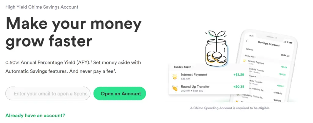 is chime credit builder legit- screenshot of chime savings account